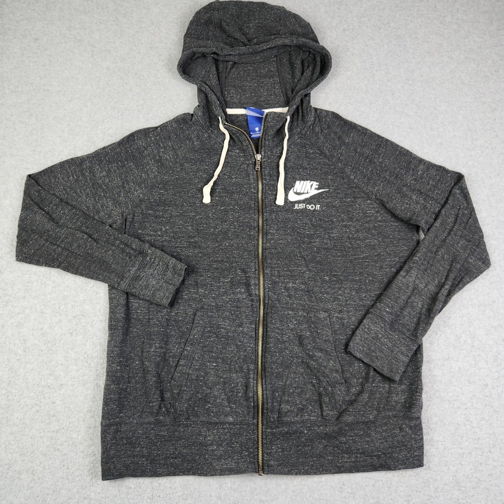 Nike Just Do It Sportswear Hoodie Womens XL Black Gym Vintage Lightweight Zip Up